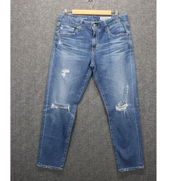 AG Jeans The Ex-Boyfriend Distressed Slim Slouchy Women’s 28R Blue Stretch - Picture 1 of 5